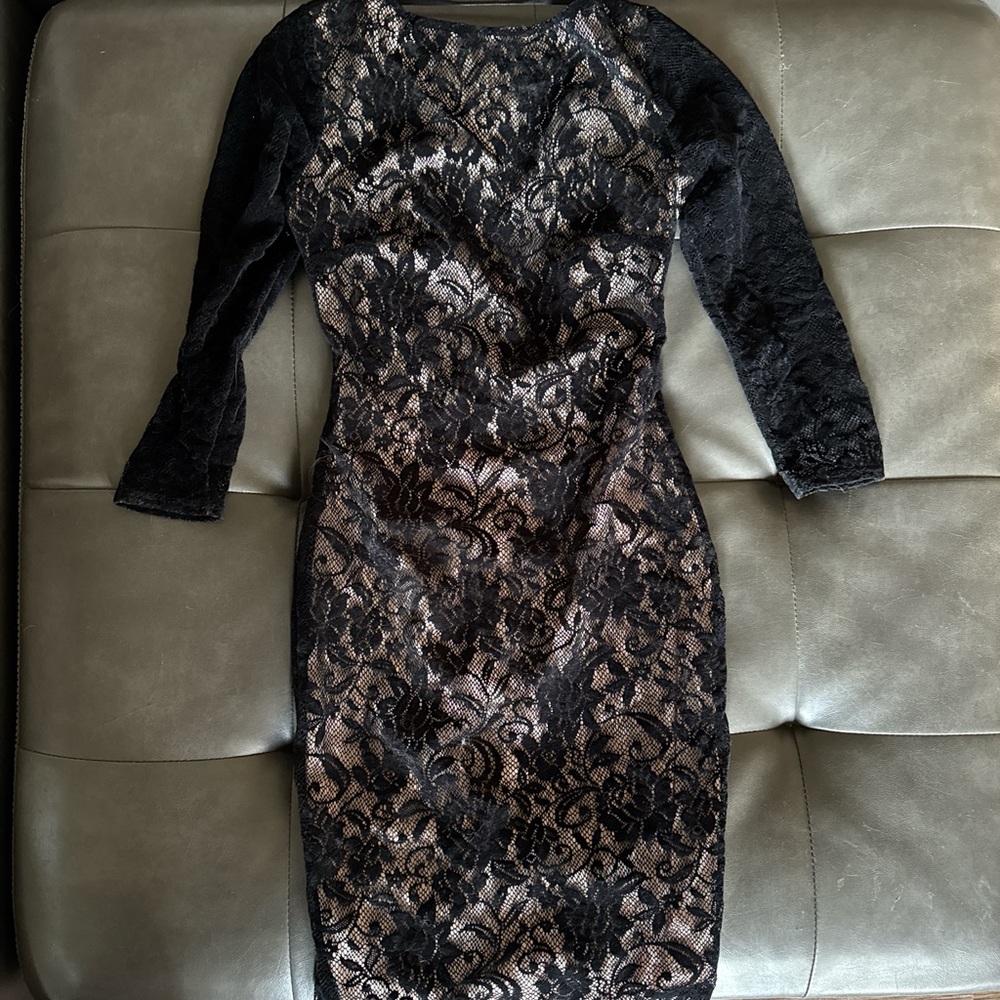Victoria's Secret Elegant Black and Cream Lace Dress